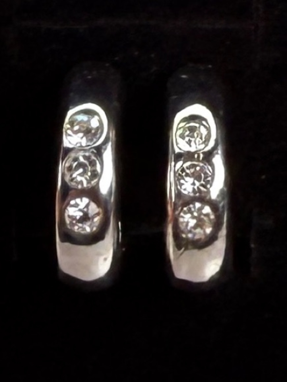 Vintage Silvertone Clip on Earrings with Crystal Accents